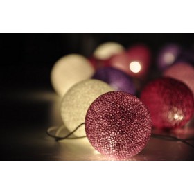 Purple Shades Cotton Ball String Lights